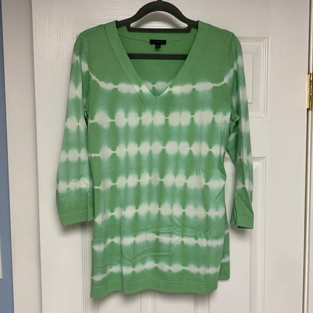Tie dye green and white Talbots sweater